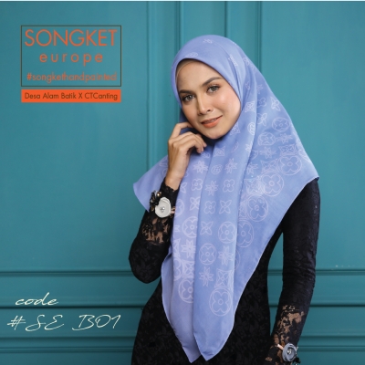Square Songket Europe Bawal B01 Blue